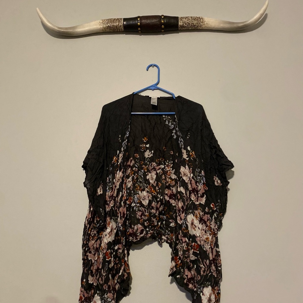 Maurices Black Rayon Kimono